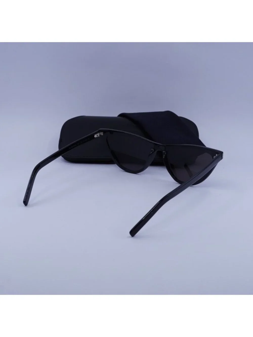 Saint Laurent SL550 SLIM 001 Sunglasses Black Cat Eye Frame, Black Lenses